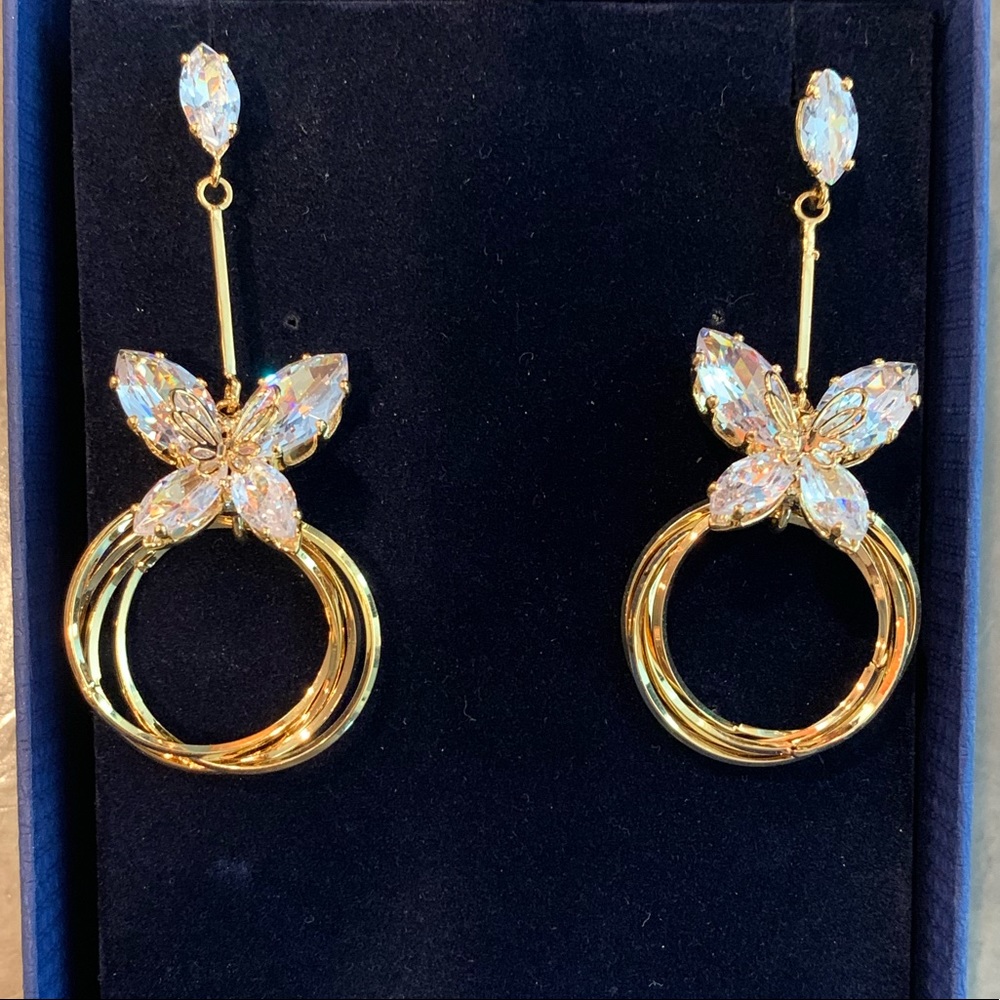 Gold tone Butterfly drop earrings